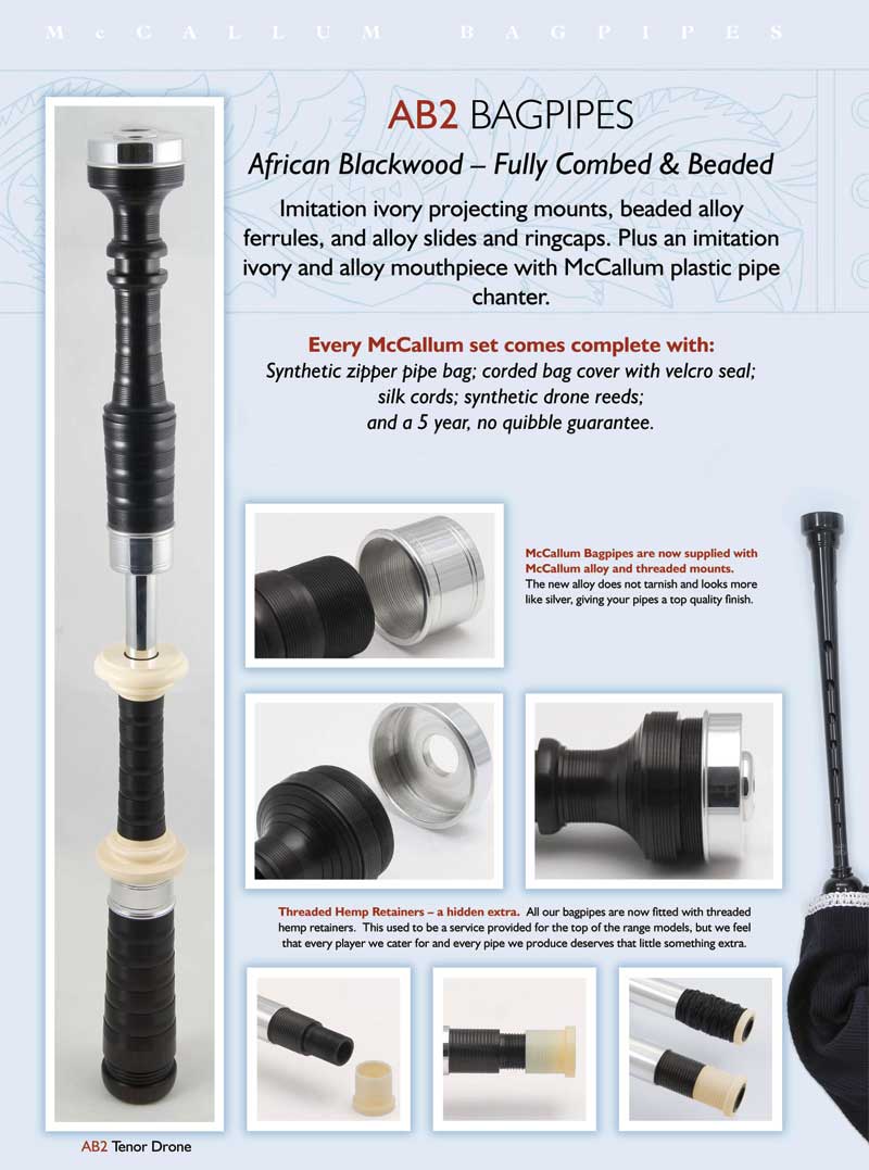 McCallum AB2 Bagpipes (Sticks, Stocks & Chanter)
