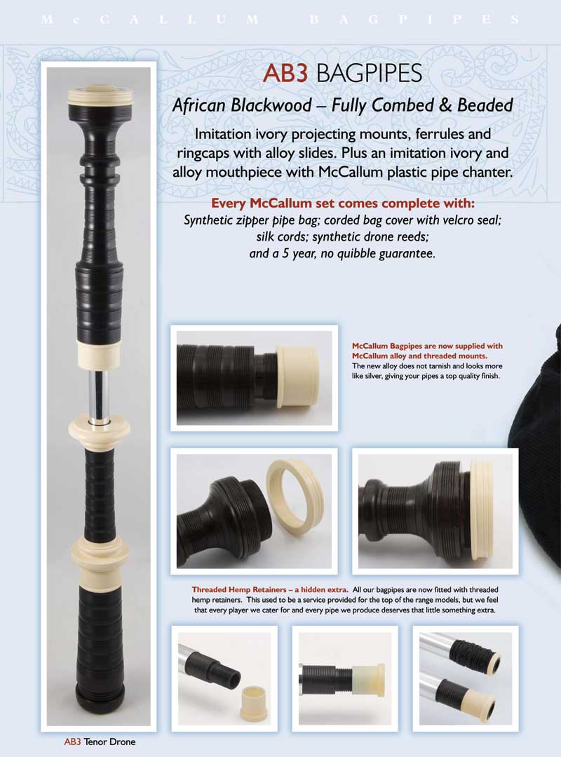 McCallum AB3 Bagpipes (Sticks, Stocks & Chanter)