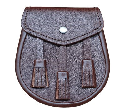 Brown Leather Sporran with Three Tassels